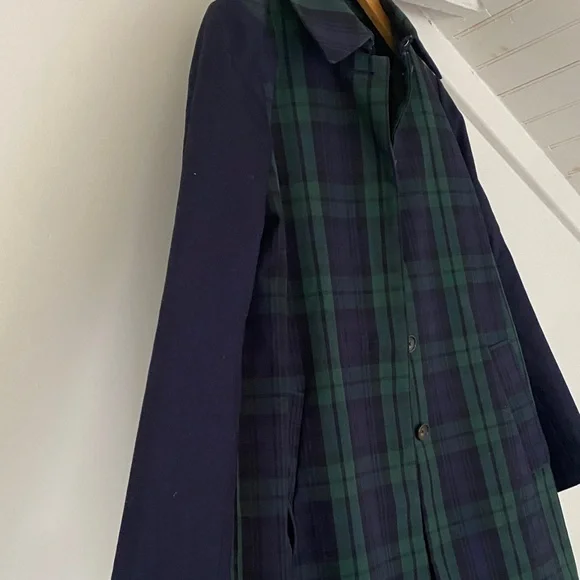 Woman’s Madewell Navy and Green Plaid Coat - Picture 2 of 4